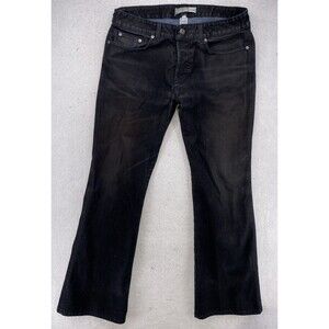 N.Y.S. Jeans Mens 34x34 Black Velvet Flare Bootcut Flap Pocket Pants Made USA